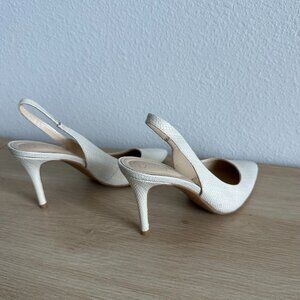 Sling back Natural/Neutral Textured High Heels / Pump in Cream